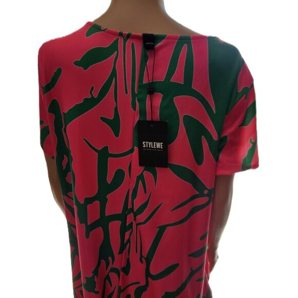 Abstract Casual Loose Crew Neck Dress Size Large - Picture 7 of 8